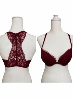 Beautiful AUDEN Lace Bra in Deep Burgundy, size 34B. EUC.